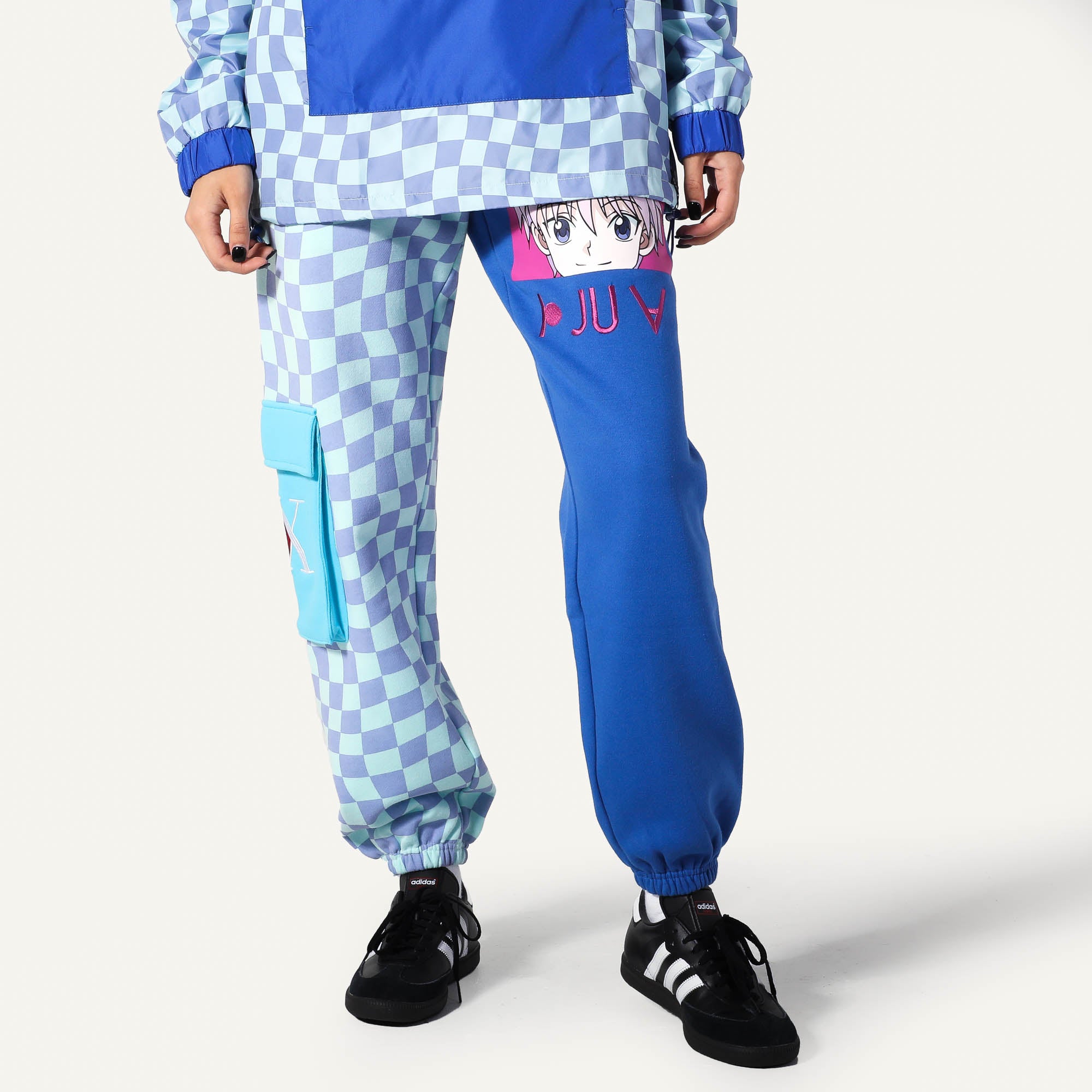 Killua Blue Split Checkered Sweatpants