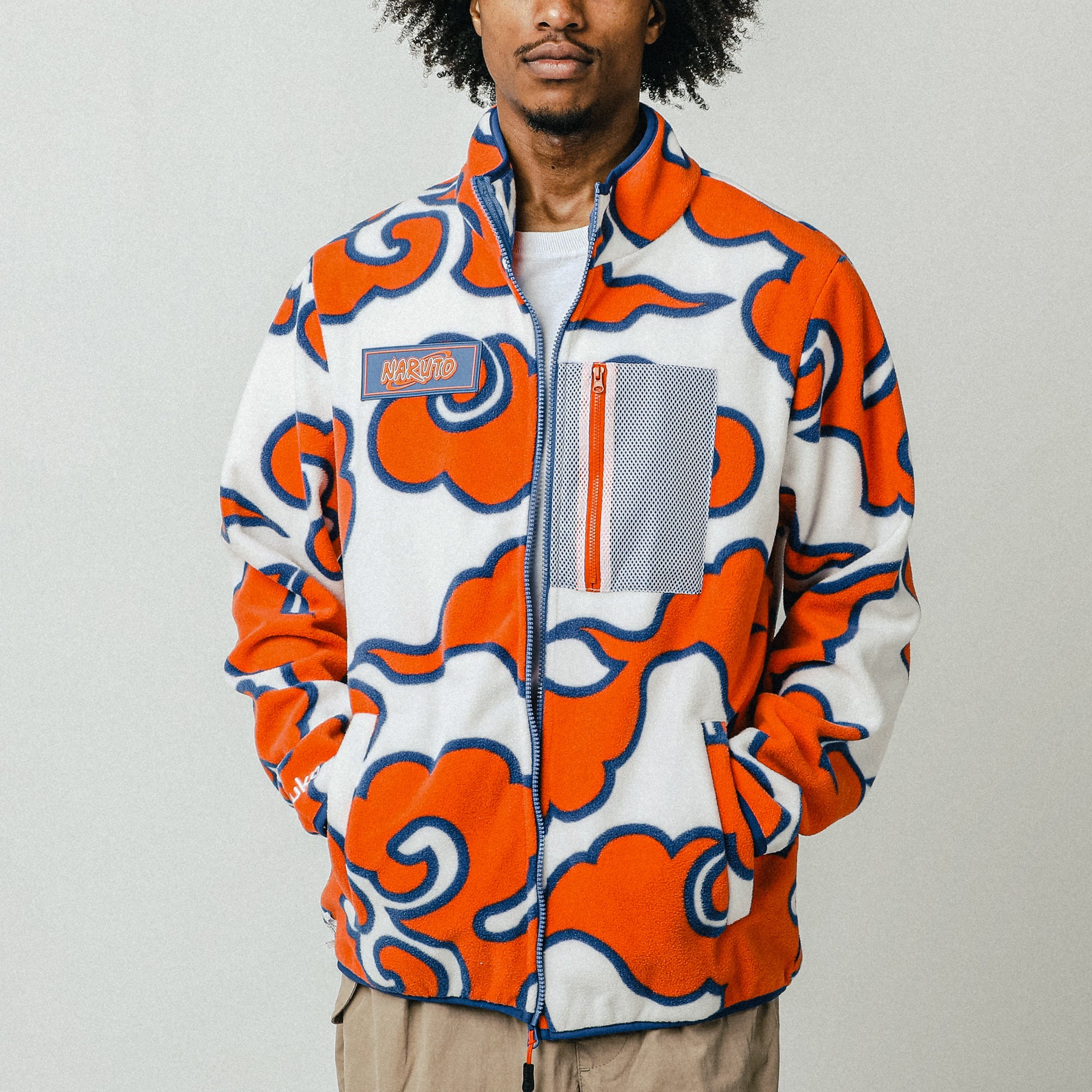 Naruto Orange Clouds Zip-Up Polar Fleece