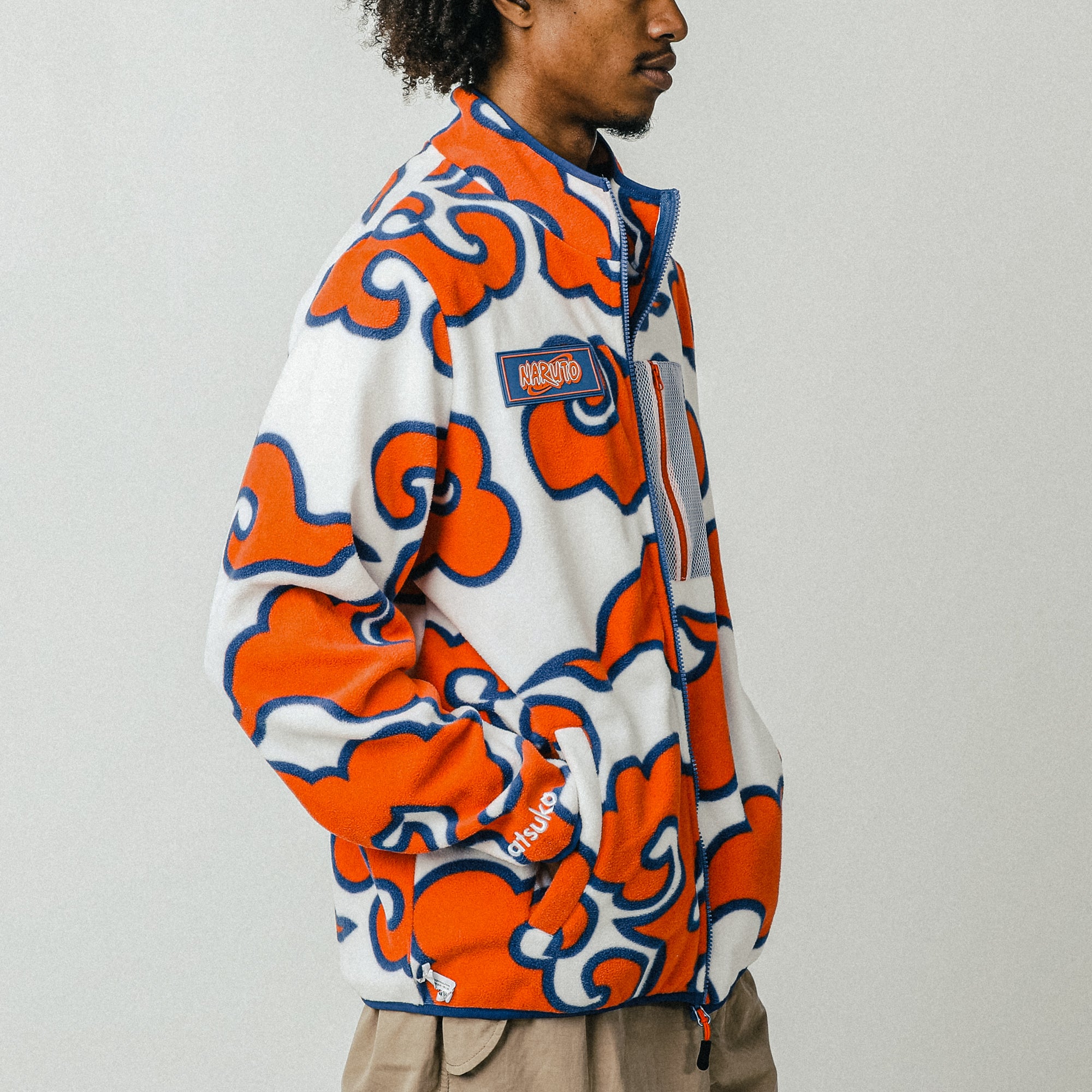 Naruto Orange Clouds Zip-Up Polar Fleece